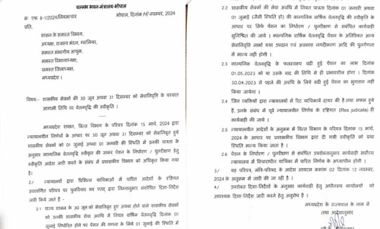 शासकीय सेवकों को 30 जून अथवा 31 दिसम्बर को सेवानिवृत्त के बाद आगामी तिथि पर वेतन वृद्धि स्वीकृत संबंधी आदेश जारी 1 KSHITITECH 1 125 KSHITITECH