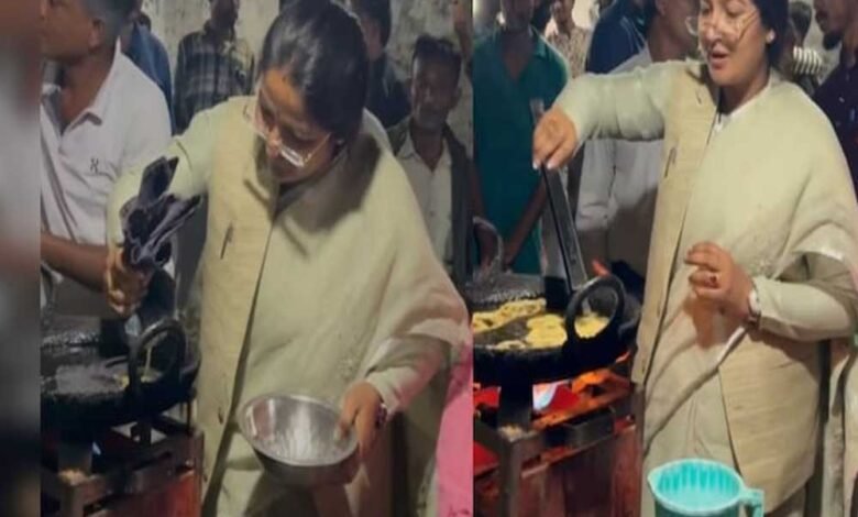 सतना में राज्यमंत्री प्रतिमा बागरी ने जलेबी बनाई, चौपाटी में मौजूद लोगों और कार्यकर्ताओं का मुंह भी मीठा किया. 1 KSHITITECH 2A 23 1 KSHITITECH