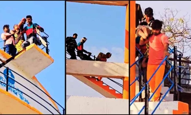 बदायूं में एक युवती पानी की टंकी पर चढ़ गई और टंकी से कूदकर जान देने की बात कही, अपनी बहन के देवर से शादी करना चाहती है 1 KSHITITECH drama2 KSHITITECH