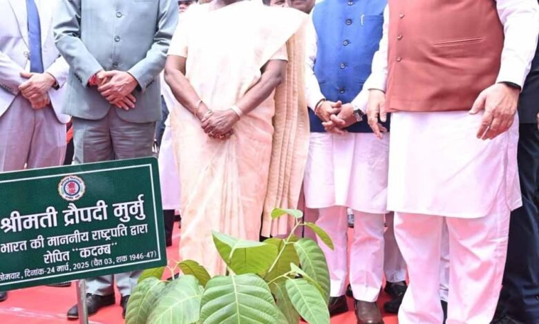 राष्ट्रपति द्रौपदी मुर्मु ने विधानसभा परिसर में किया कदम्ब का पौधरोपण 1 KSHITITECH 1 1037 KSHITITECH