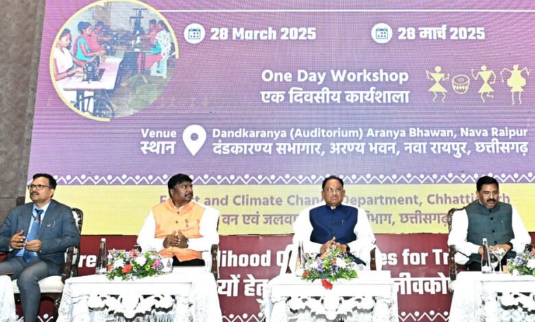 मुख्यमंत्री विष्णु देव साय ने आदिवासी समुदायों के लिए वन आधारित जीविकोपार्जन के अवसर विषय पर कार्यशाला को किया संबोधित 1 KSHITITECH 29A 22 KSHITITECH